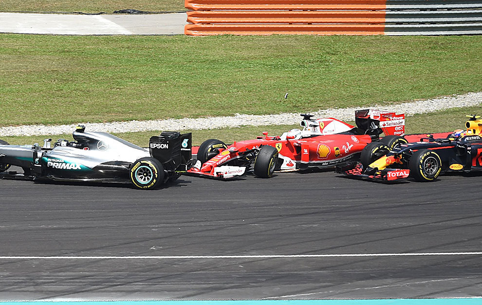 Rosberg, Vettel y Verstappen, en el incidente