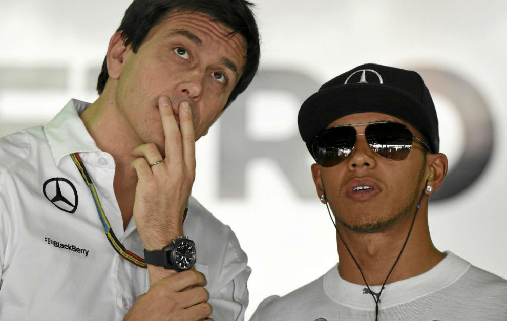 Toto Wolff y Lewis Hamilton, en el Gran Premio de Alemania de 2014.