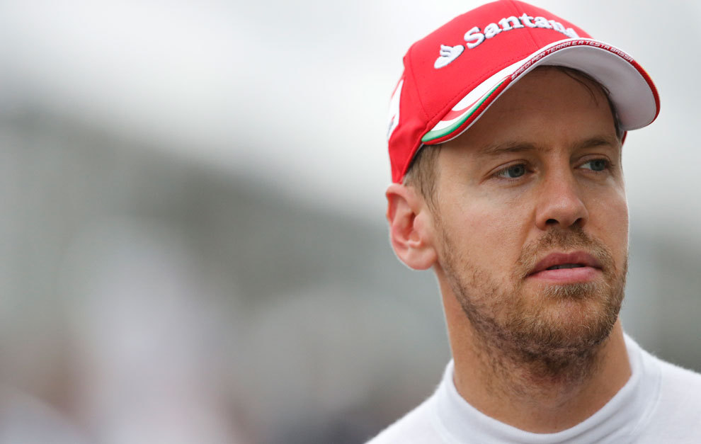 Sebastian Vettel, con el gesto serio en Suzuka