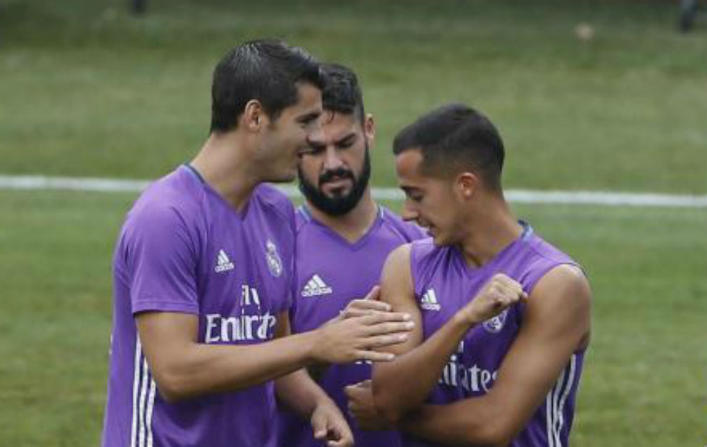 Morata, Isco y Asensio en un entrenamiento