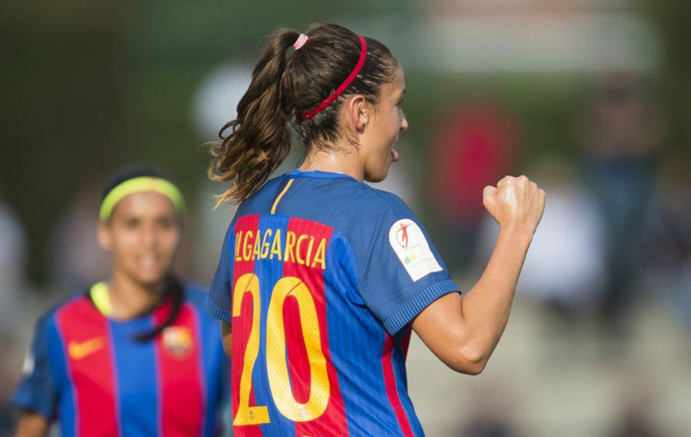 Olga Garca, jugadora del Barcelona, celebra un gol esta temporada.