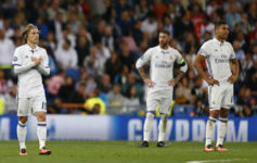 Modric, Ramos y Casemiro en el partido de Champions ante el Sporting...