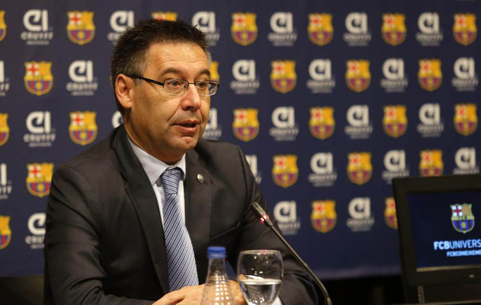 El presidente del FC Barcelona Joan Bartomeu en rueda de prensa