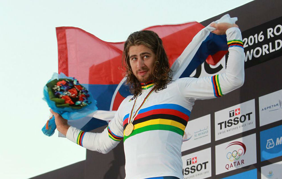 Peter Sagan, nuevamente en el podio del Mundial, como hace un ao en...
