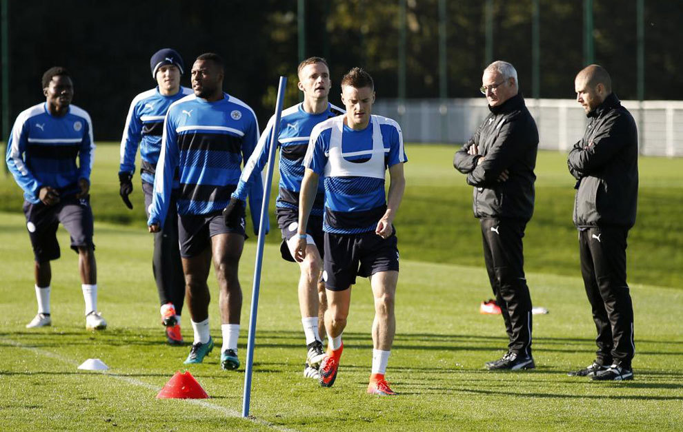 Vardy y Morgan, durante el entrenamiento del Leicester.