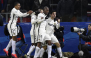 Bernardo Silva, con sus compaeros, celebrando el gol del Mnaco.