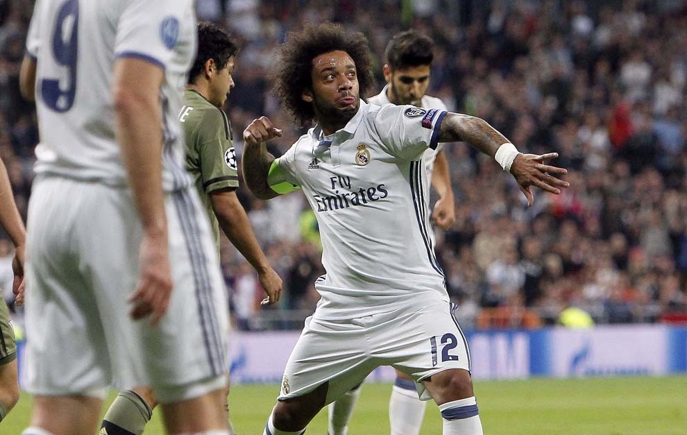 Marcelo celebra su gol.