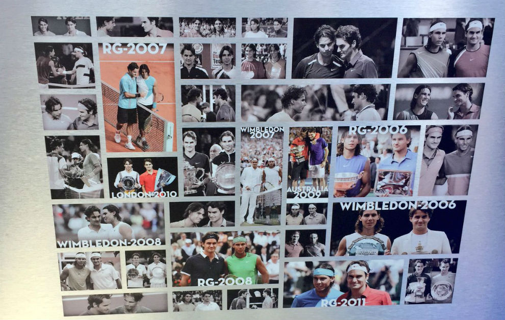 Cuadro de fotografas de los enfrentamientos entre Nadal y Federer.