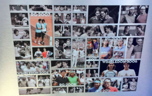 Cuadro de fotografas de los enfrentamientos entre Nadal y Federer.