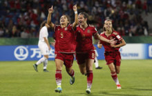 Lorena Navarro celebra un gol durante el Mundial.