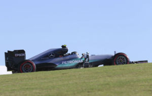 Nico Rosberg, durante los entrenamientos libres del GP de Estados...