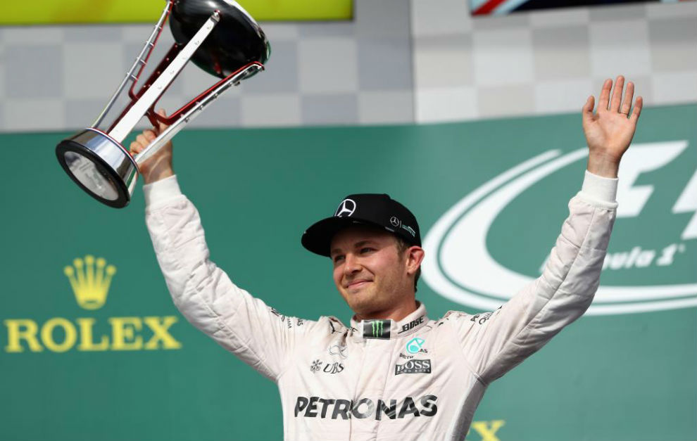Rosberg celebra su segundo puesto en el podio de Austin.