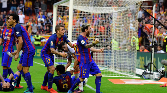 Messis recrimina a Mestalla tras lanzarles una botella