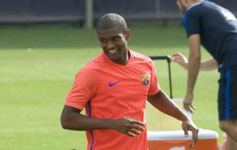 Marlon, durante un entrenamiento con el Barcelona.