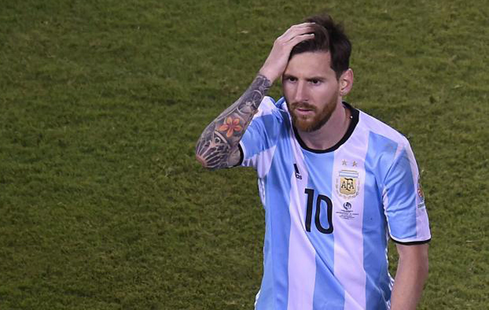 Messi en un partido con la seleccin de Argentina.