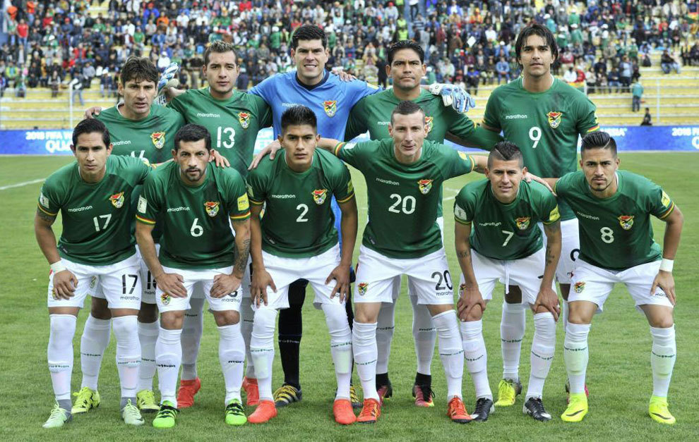 La seleccin de Bolivia previo al partido ante Ecuador.