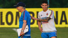 James, con Pkerman en el entrenamiento de Colombia.