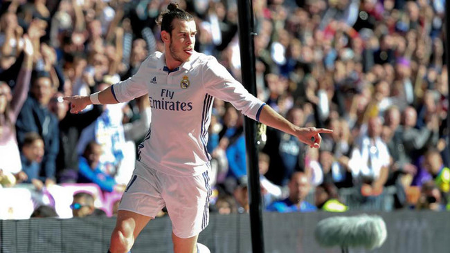 Bale celebra el primer gol ante el Legans
