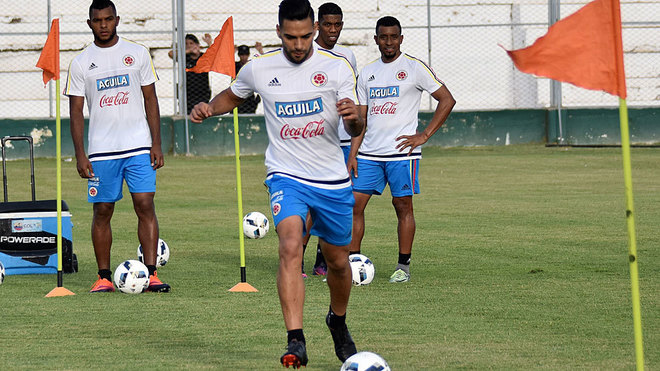 Falcao, entrenando con Colombia en San Juan.