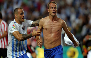 Duda y Sandro celebran el tanto del portugus frente al Athletic.
