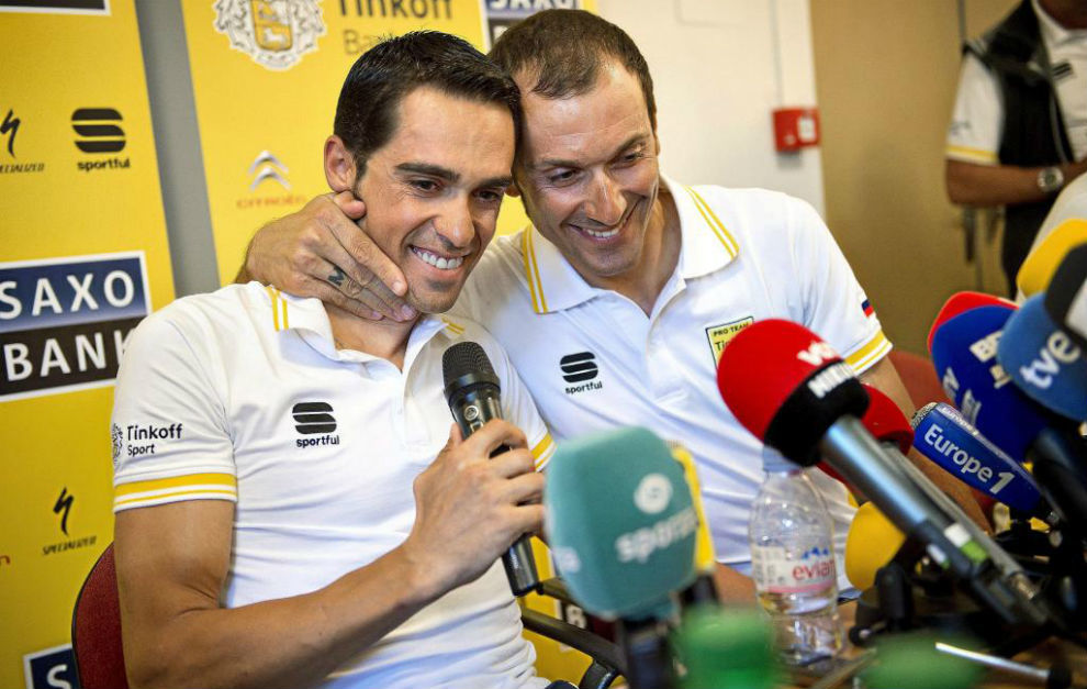 Alberto Contador e Ivan Basso en una imagen de 2015.