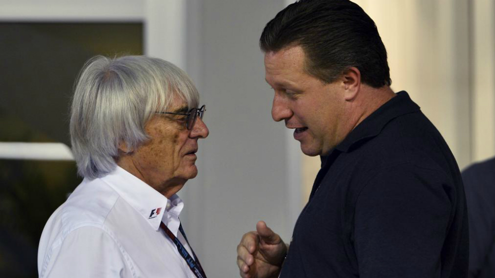 Brawn, con Bernie Ecclestone en un reciente gran premio de F1.