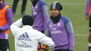 Casemiro, durante un entrenamiento del Real Madrid.
