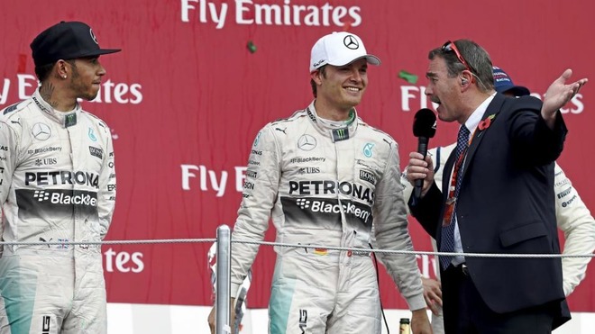 Hamilton, Rosberg y Mansell.