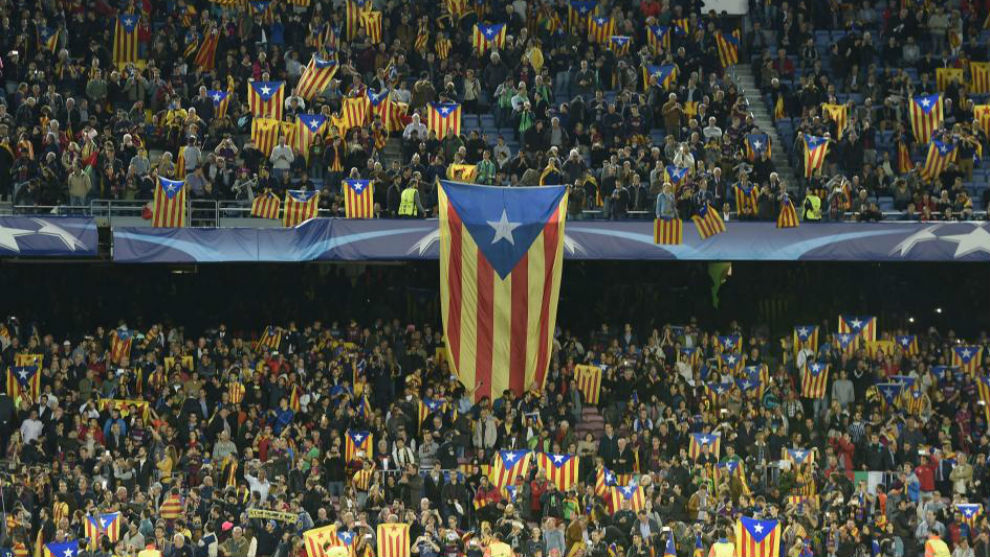Imagen de las gradas del Camp Nou contra el Bate Borisov, el 4 de...