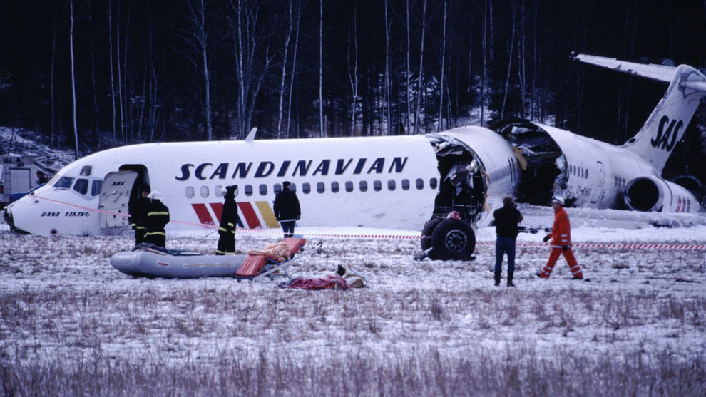 El avin de la compaa SAS tras el accidente en 1991