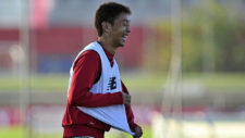 Kiyotake, en un entrenamiento del Sevilla.
