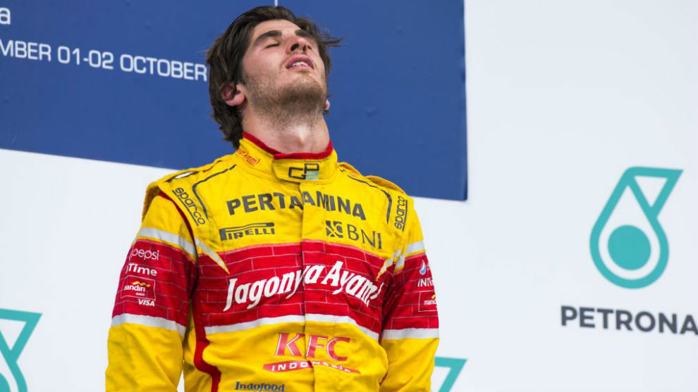 Antonio Giovinazzi, en el podio de Malasia de GP2