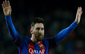 Leo Messi festeja su gol en el ltimo derbi cataln