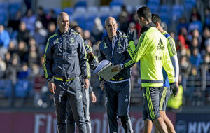 Zidane y Cristiano en la sesin a puerta abierta de la pasada...