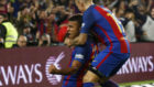 Rafinha celebra un gol en el Camp Nou.
