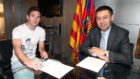 Lionel Messi y Josep Maria Bartomeu, en la ltima mejora del...