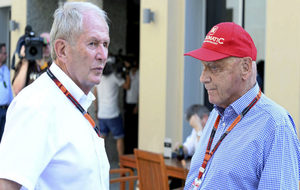 Helmut Marko y Niki Lauda, en una imagen de 2015