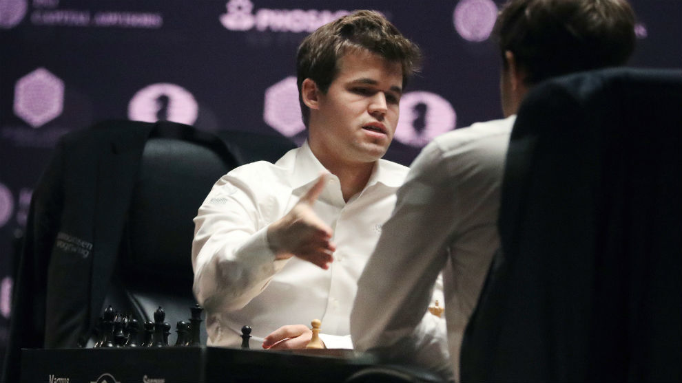 Carlsen, en el Mundial de ajedrez.