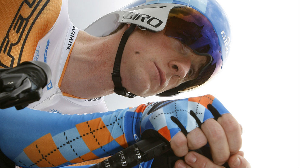 Wiggins en el Tour 2009 con los colores del Garmin-Slipstream.