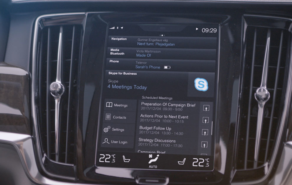 Volvo integra Skype for Business en sus modelos S90 y V90