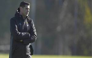 Fernando Hierro, durante un entrenamiento reciente del Oviedo en El...
