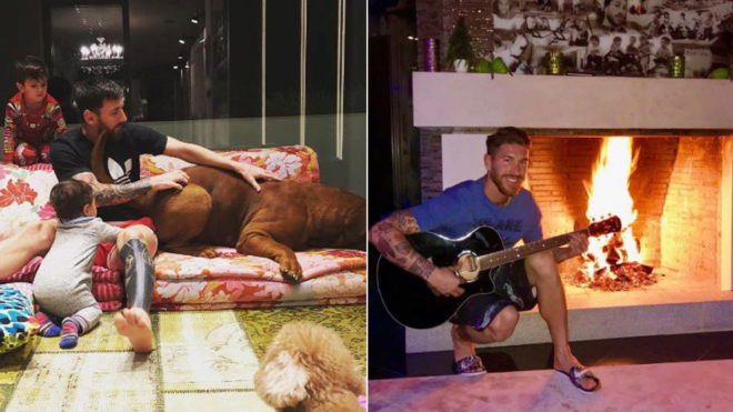 Messi juega con su perro y sus hijos; Ramos, con la guitarra junto a...