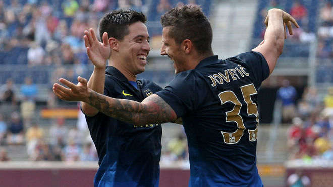 Nasri with Jovetic at Manchester City.