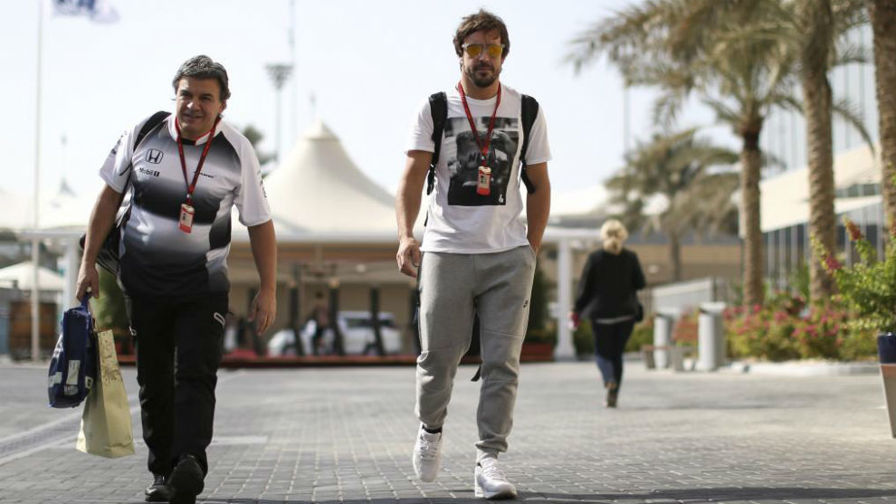 Alonso, durante el GP de Abu Dabi
