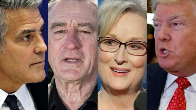 George Clooney, Robert De Niro, Meryl Streep y Donald Trump