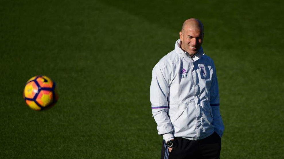Zidane, en un entrenamiento