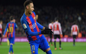 Neymar celebrando uno de sus siete tantos esta temporada.