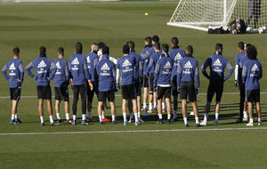 Los jugadores del Real Madrid, en una sesin en Valdebebas