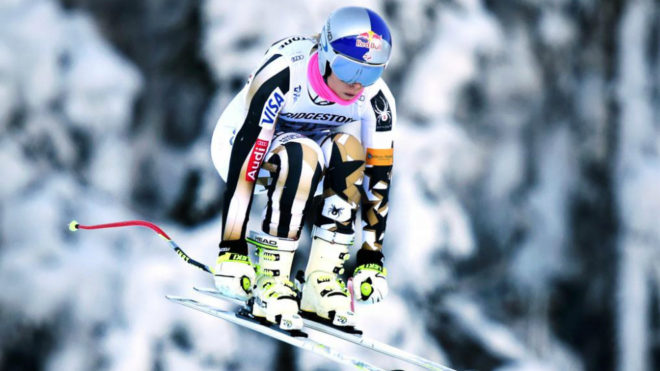 Lindsey Vonn sobre la pista de Garmisch