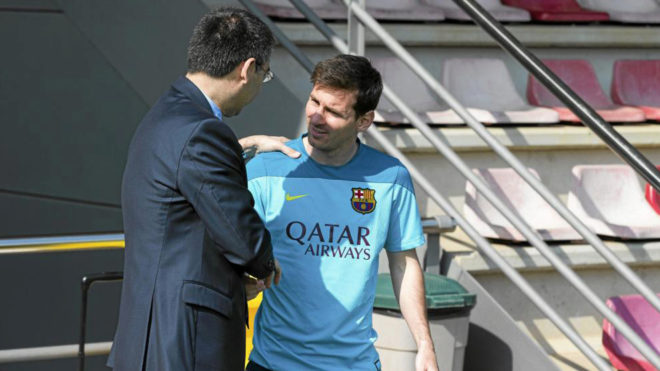 Messi y Bartomeu.